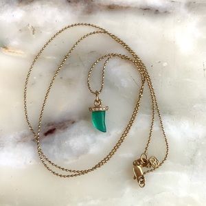 SOLD //// Sydney Evan Solid 14k Diamond Horn Charm 18 Inch Ball Chain Necklace